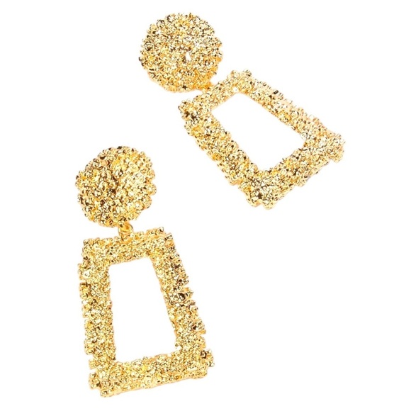Gold Bridal Jewelry Clop On Dangle Drop Earrings Statement Earrings - Picture 1 of 3
